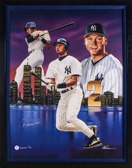 Derek Jeter Signed "The King of New York" Steve Parson Artwork Print In 34x44 Framed Display - Deluxe 11/25 (JSA)